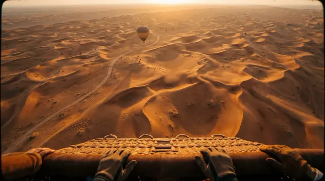 Aerial view of the desert from the basket