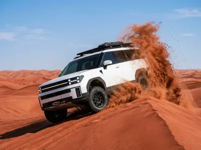 4x4 dune bashing on a red desert dune