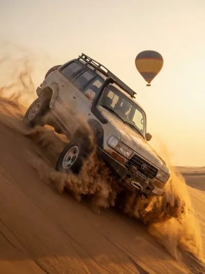 4x4 dune bashing on red desert dunes